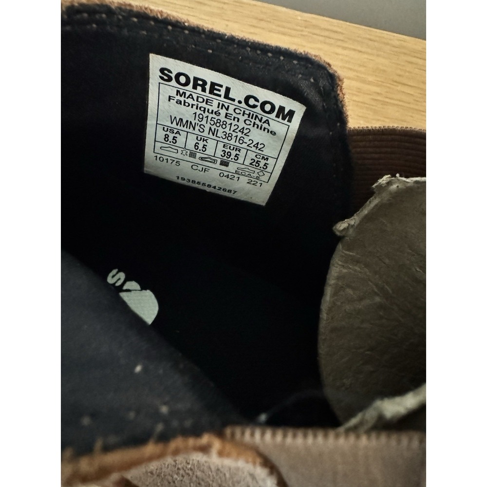 Sorel Evie Wedge Chelsea Boots Womens Size 8.5 Brown Leather Suede Pull On Shoes - Picture 7 of 10